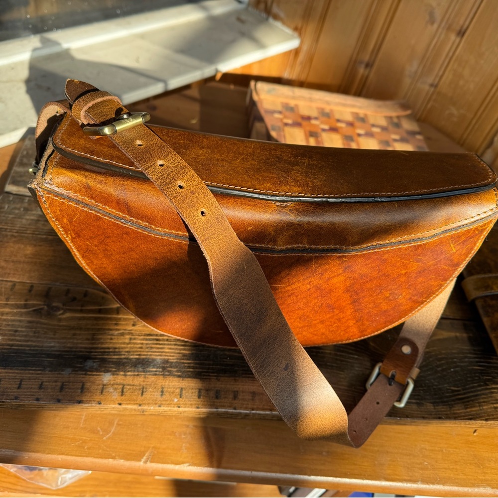 Classic Brown Leather Shoulder Bag with Matching Wallet